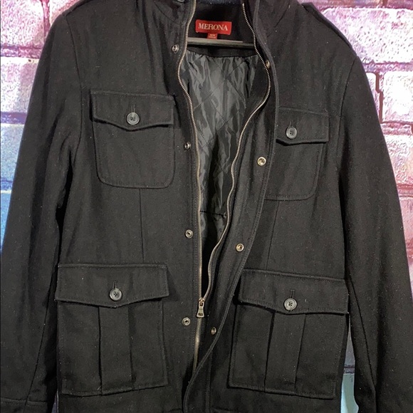 Merona Utility Jacket Slate Black Size M Field Coat Multi Pockets - Picture 5 of 7
